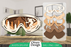 Goggles Ski Scene Layered Wall Art SVG Bundle 1 - CraftNest - Digital Crafting and Art