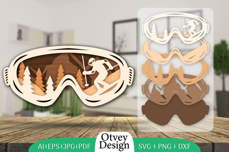 Goggles Ski Scene Layered Wall Art SVG Bundle 1 - CraftNest - Digital Crafting and Art