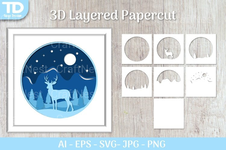 Shadow Box Christmas Layered Papercut SVG