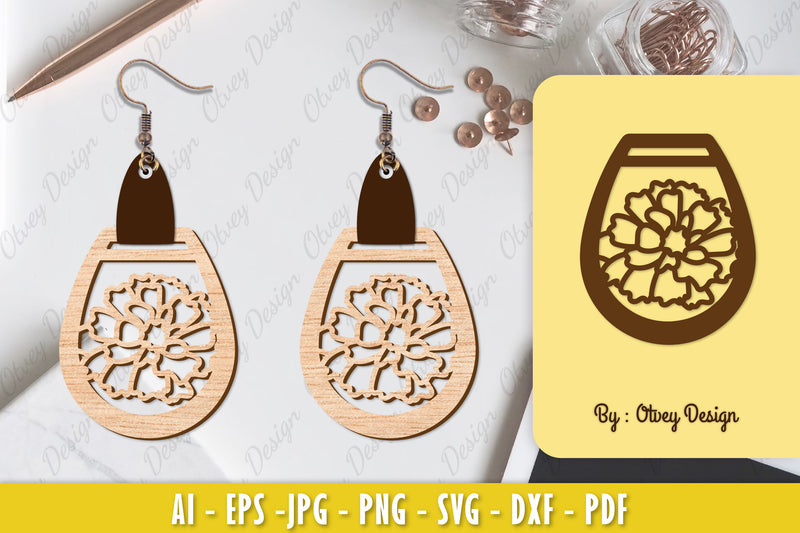 Flower Earring Laser Cut SVG Bundle 83 - CraftNest - Digital Crafting and Art