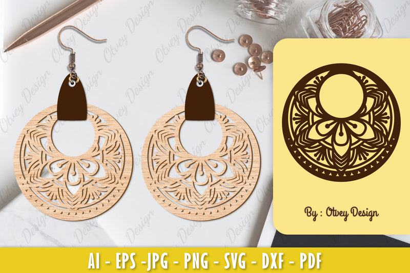 Earrings Mandala SVG Bundle 3 - CraftNest - Digital Crafting and Art