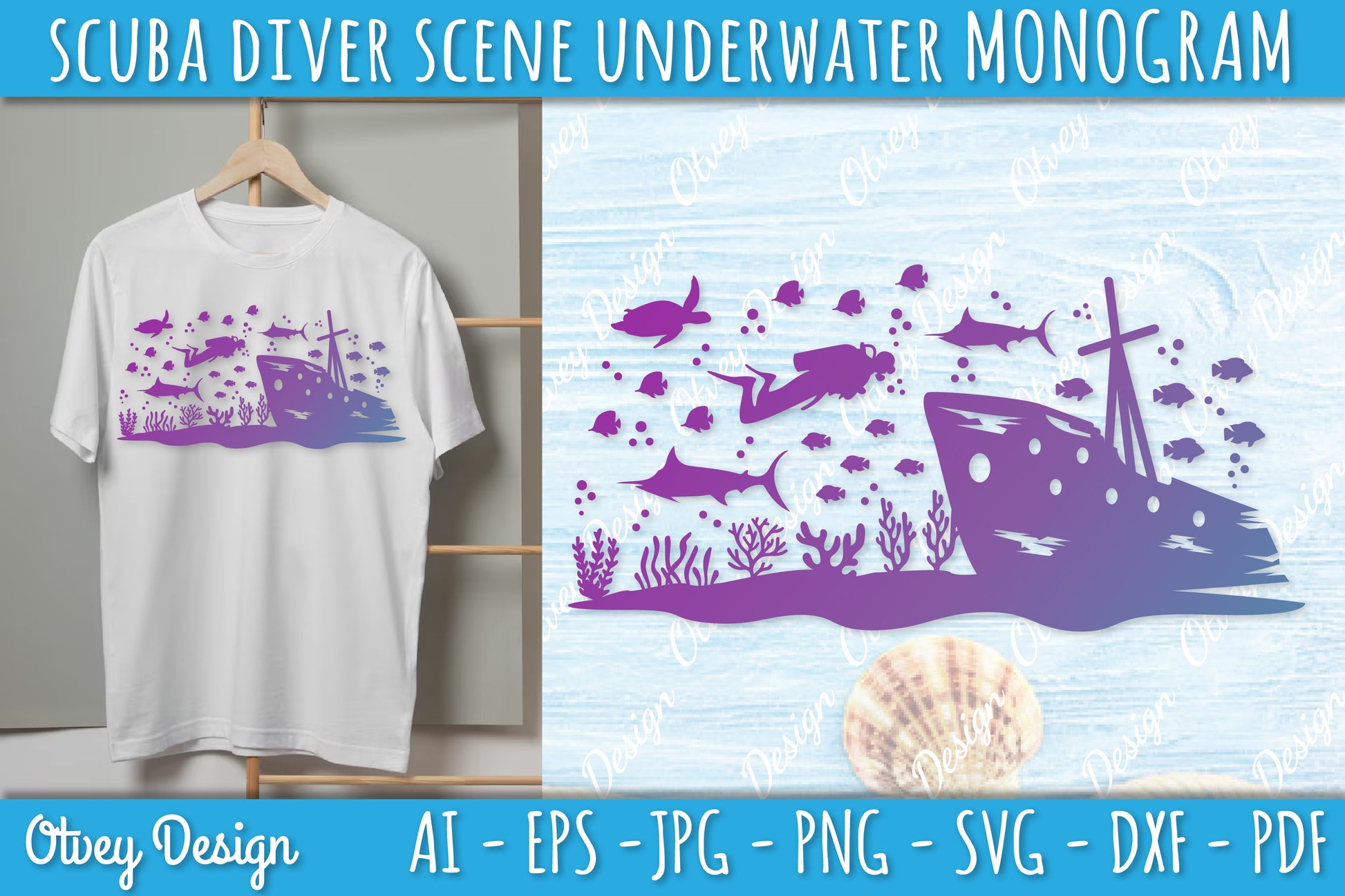 Scuba Diver Monogram SVG Bundle 4 - CraftNest - Digital Crafting and Art