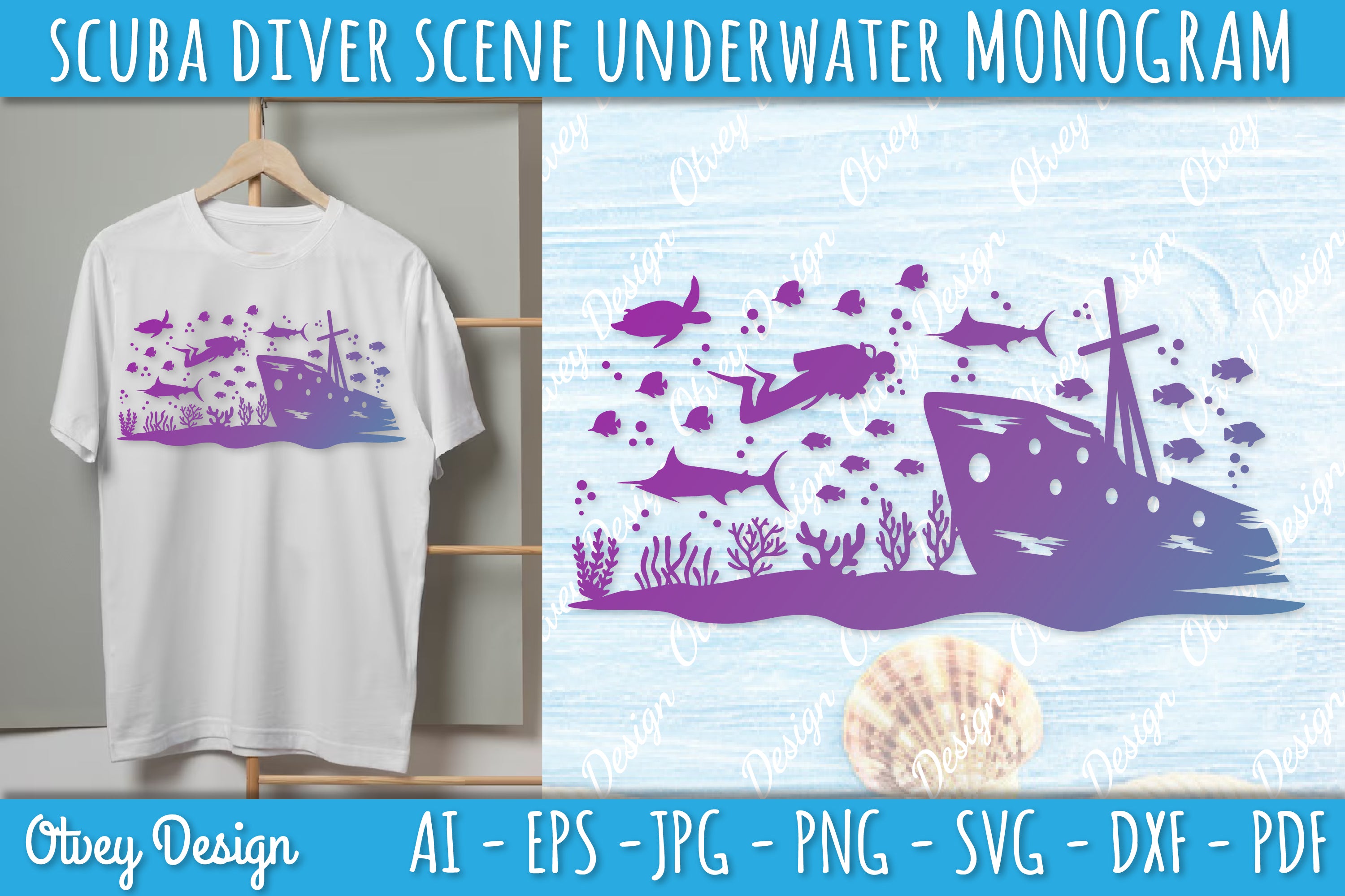 Scuba Diver Monogram SVG Bundle 4 - CraftNest - Digital Crafting and Art