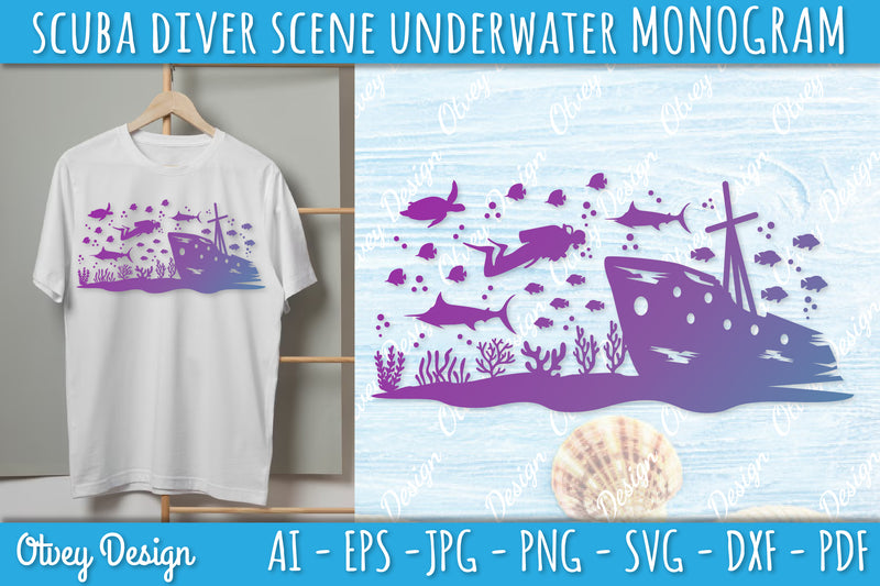 Scuba Diver Monogram SVG Bundle 4 - CraftNest - Digital Crafting and Art