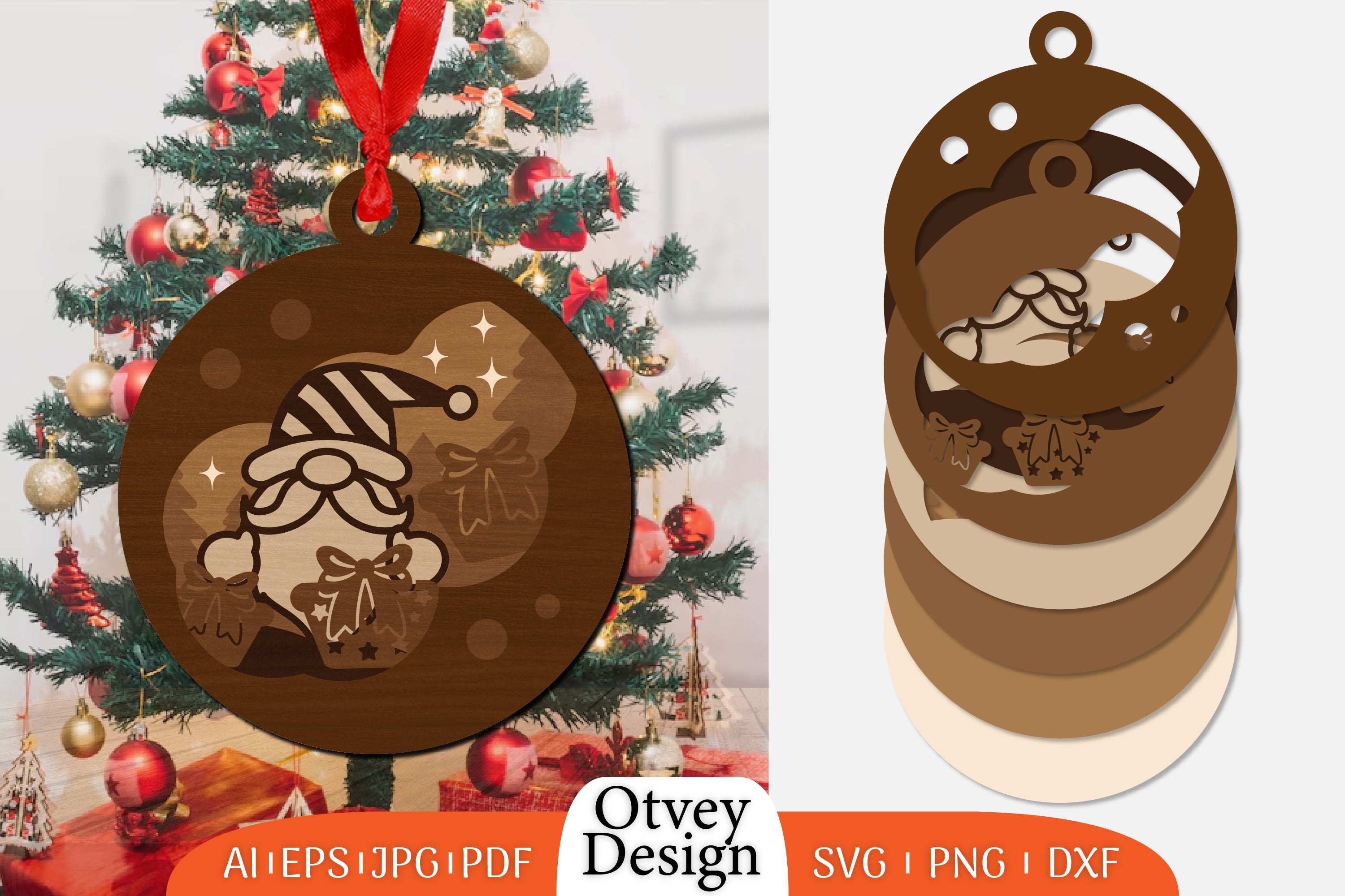 Christmas Gnome Ornament Lasercut SVG Bundle 2 - CraftNest - Digital Crafting and Art