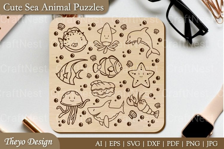 Cut Sea Animal Puzzle SVG