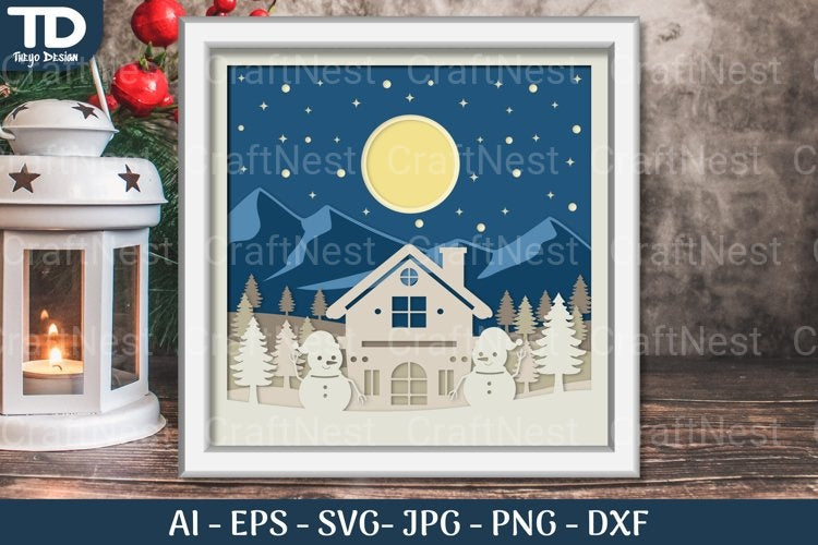 Shadow Box Christmas Layered Papercut SVG