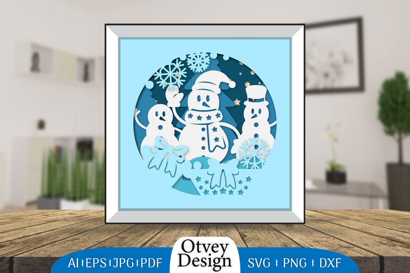 Snowman 3D Shadowbox Layered Papercut SVG Bundle 2 - CraftNest - Digital Crafting and Art