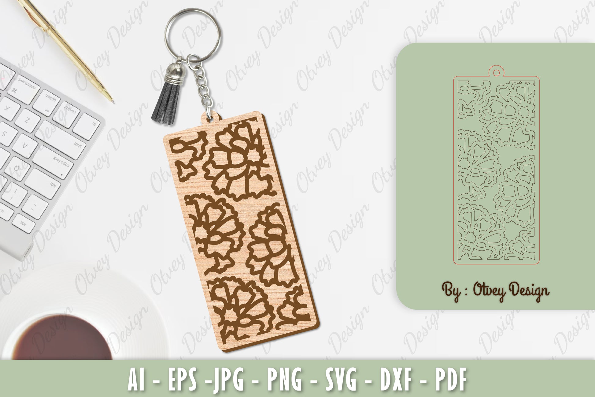 Flower Keychain Laser Cut SVG Bundle 13 - CraftNest - Digital Crafting and Art