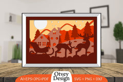 Christmas Santa Sleigh 3D Shadowbox SVG Bundle 5 - CraftNest - Digital Crafting and Art