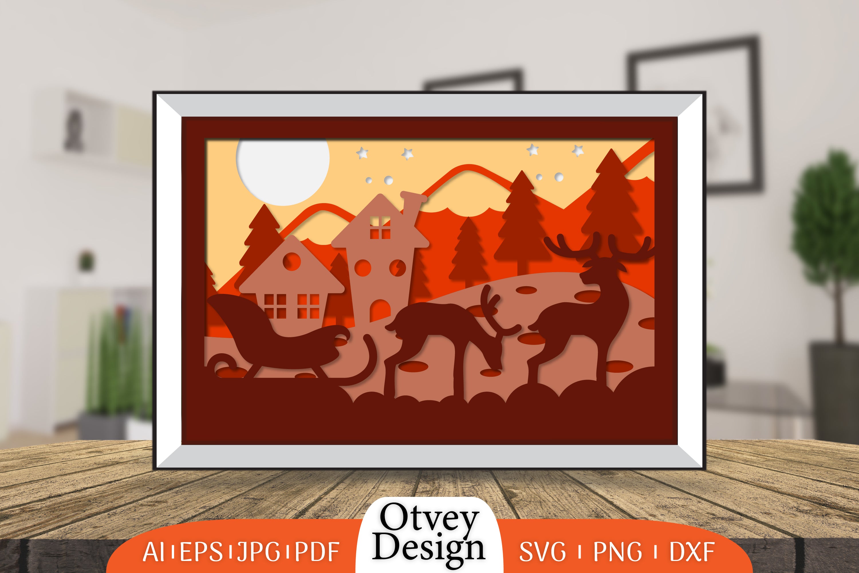 Christmas Santa Sleigh 3D Shadowbox SVG Bundle 5 - CraftNest - Digital Crafting and Art