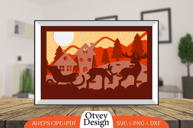 Christmas Santa Sleigh 3D Shadowbox SVG Bundle 5 - CraftNest - Digital Crafting and Art