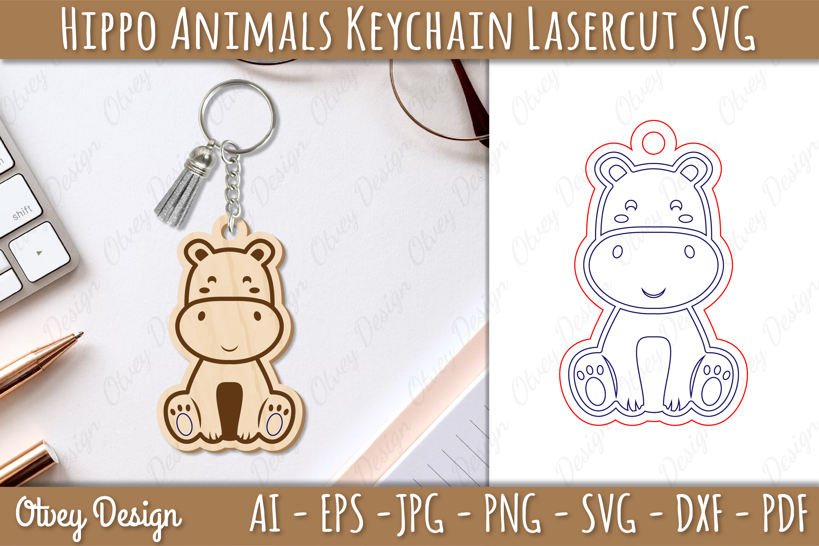 Hippo Animals Keychain SVG Bundle 1 - CraftNest - Digital Crafting and Art