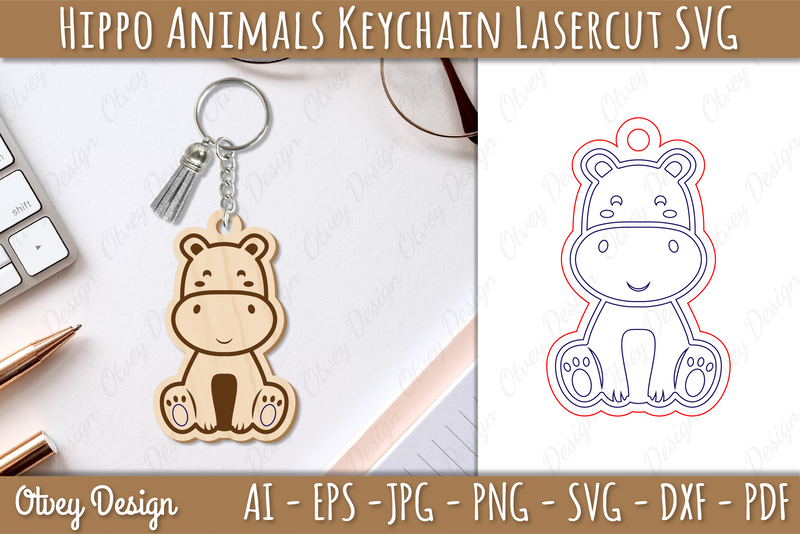 Hippo Animals Keychain SVG Bundle 1 - CraftNest - Digital Crafting and Art