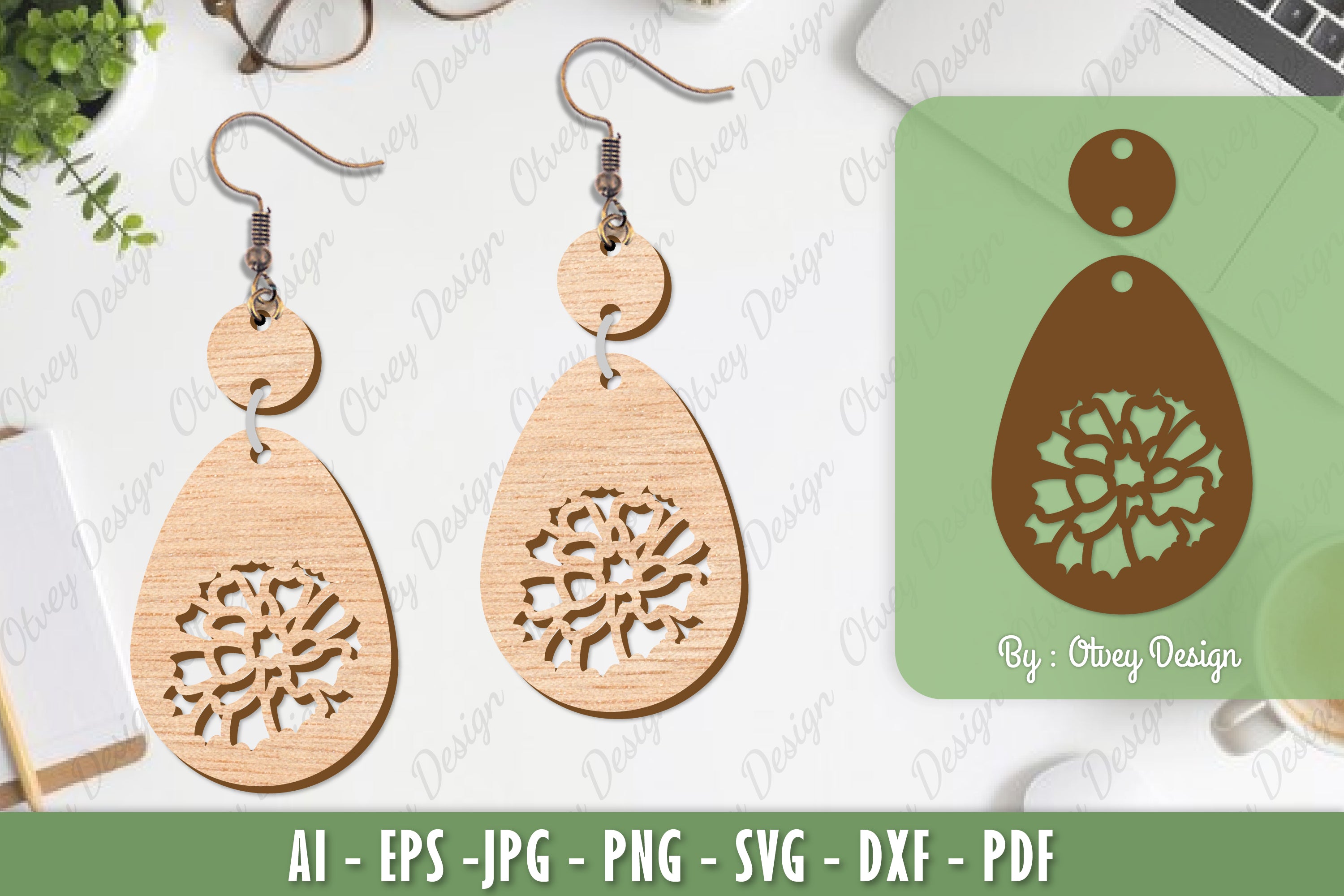 Flower Earrings Laser Cut SVG Bundle 23 - CraftNest - Digital Crafting and Art