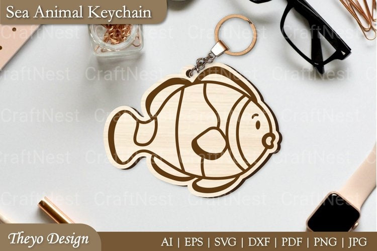Cute Sea Animal Key Chain SVG
