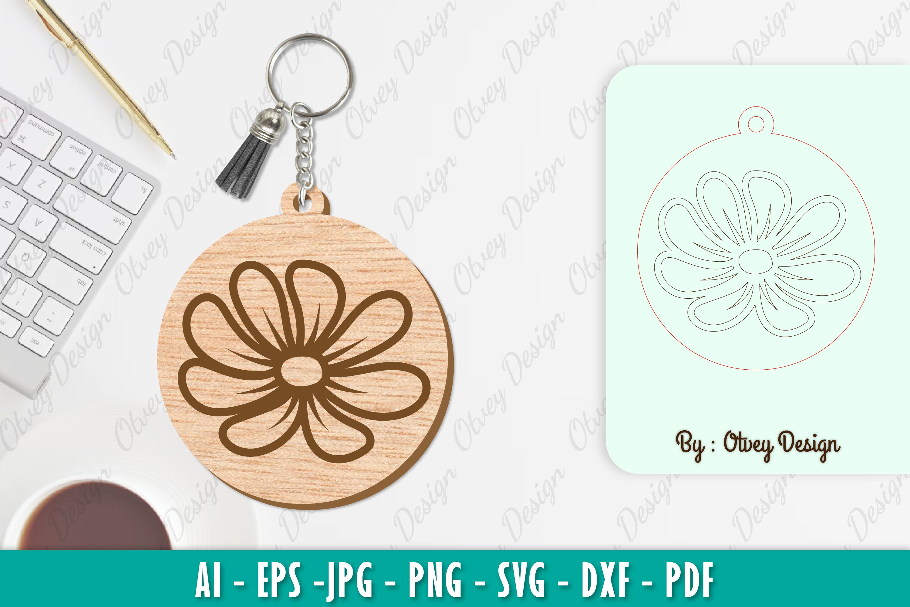 Flower Keychain SVG Bundle 29 - CraftNest - Digital Crafting and Art