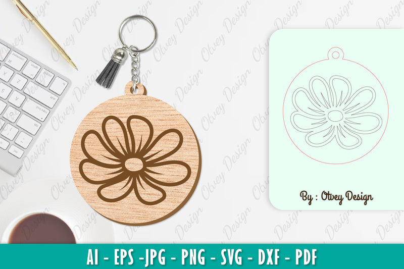 Flower Keychain SVG Bundle 29 - CraftNest - Digital Crafting and Art