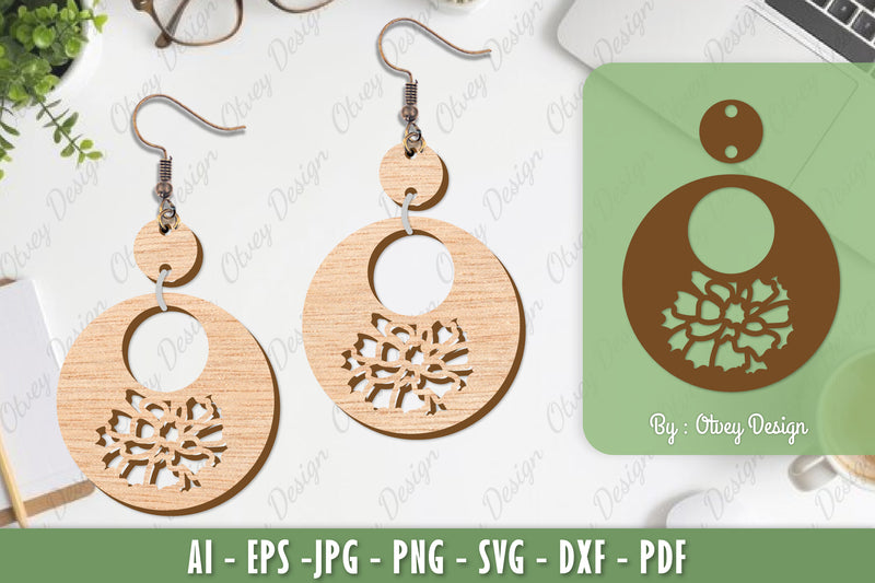 Flower Earrings Laser Cut SVG Bundle 33 - CraftNest - Digital Crafting and Art