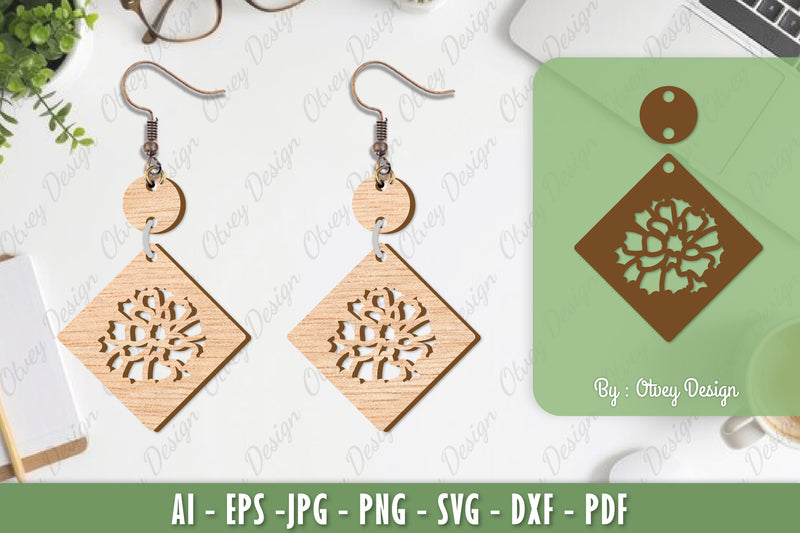 Flower Earrings Laser Cut SVG Bundle 3 - CraftNest - Digital Crafting and Art