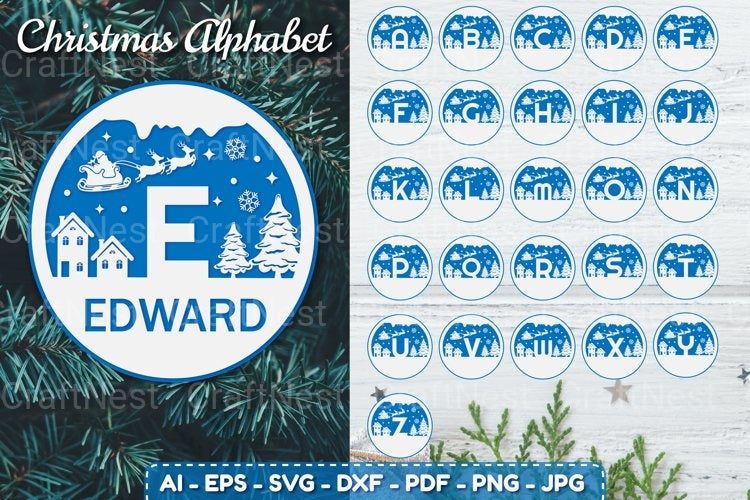 Alphabet Christmas Scene SVG