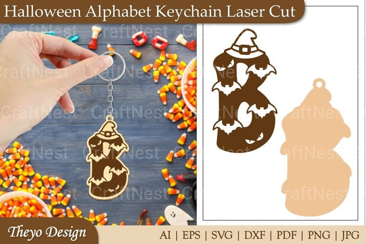 Halloween Keychain Alphabet SVG