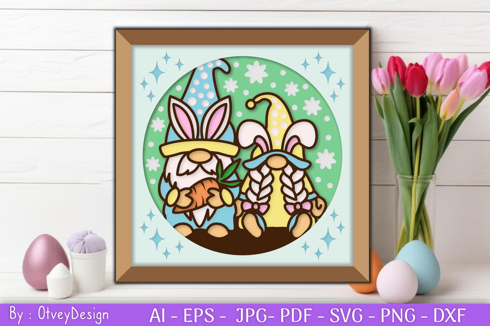 Gnome Easter 3D Shadow Box Layered Papercut SVG Bundle 6 - CraftNest - Digital Crafting and Art