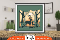 Christmas Deer 3D Shadowbox Layered SVG Bundle 1 - CraftNest - Digital Crafting and Art