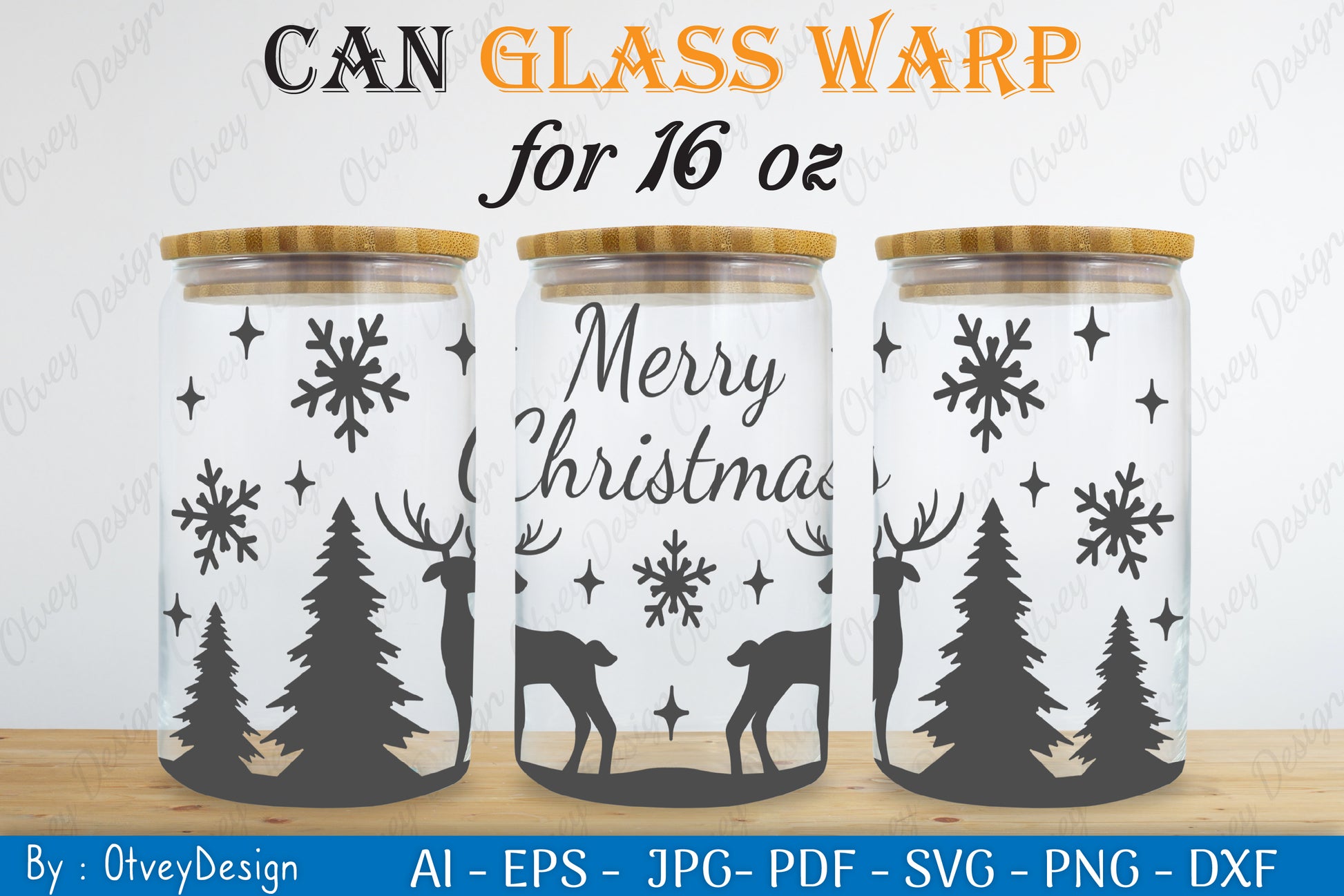 Christmas Deer Can Glass SVG Bundle 1 - CraftNest - Digital Crafting and Art