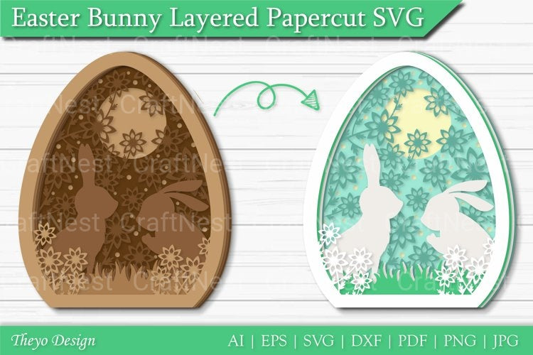 Easter Bunny Layered Papercut SVG Bundle