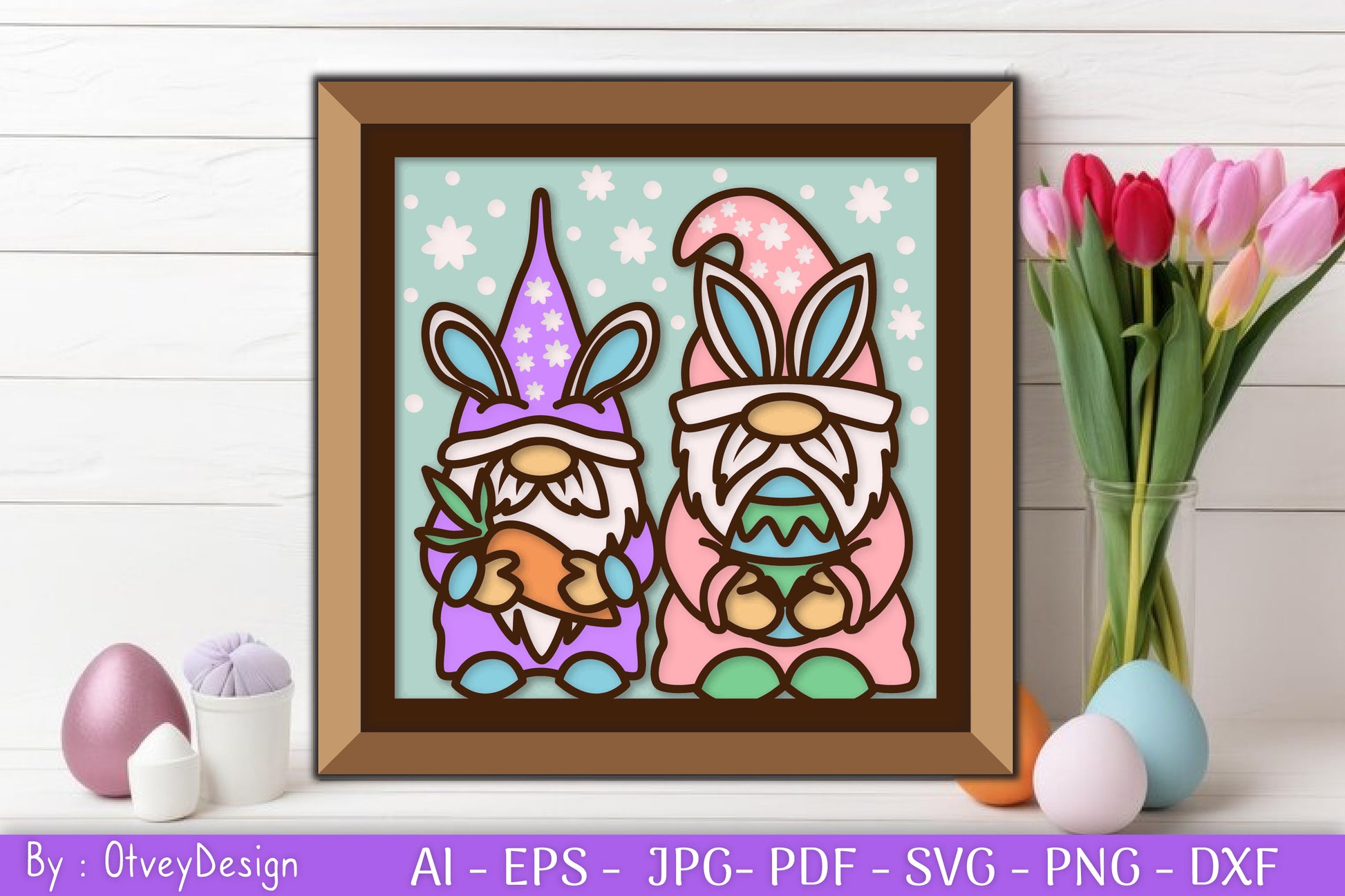 Gnome Easter 3D Shadow Box Layered Papercut SVG Bundle 3 - CraftNest - Digital Crafting and Art