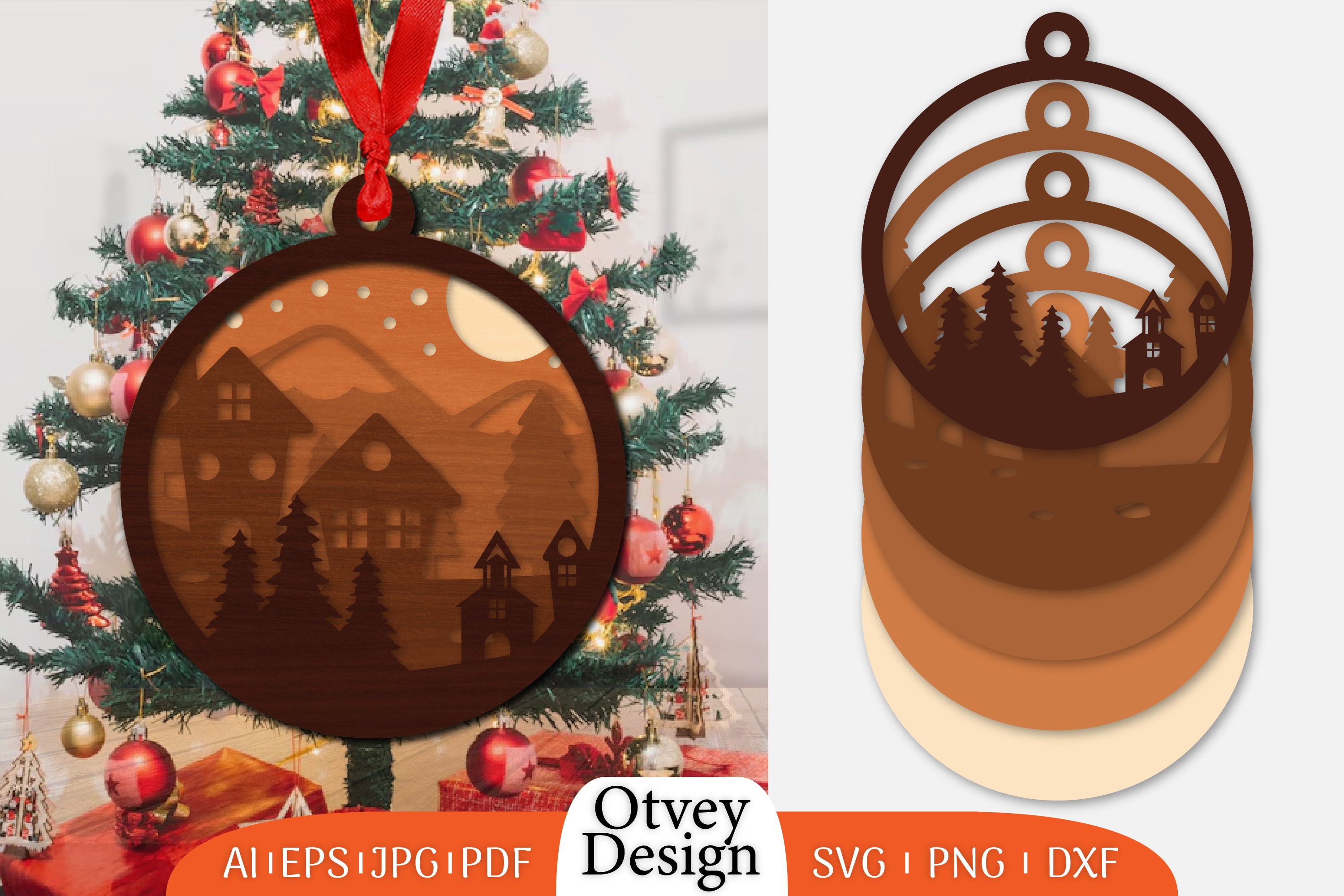 Christmas Scene Ornament Lasercut SVG Bundle 2 - CraftNest - Digital Crafting and Art