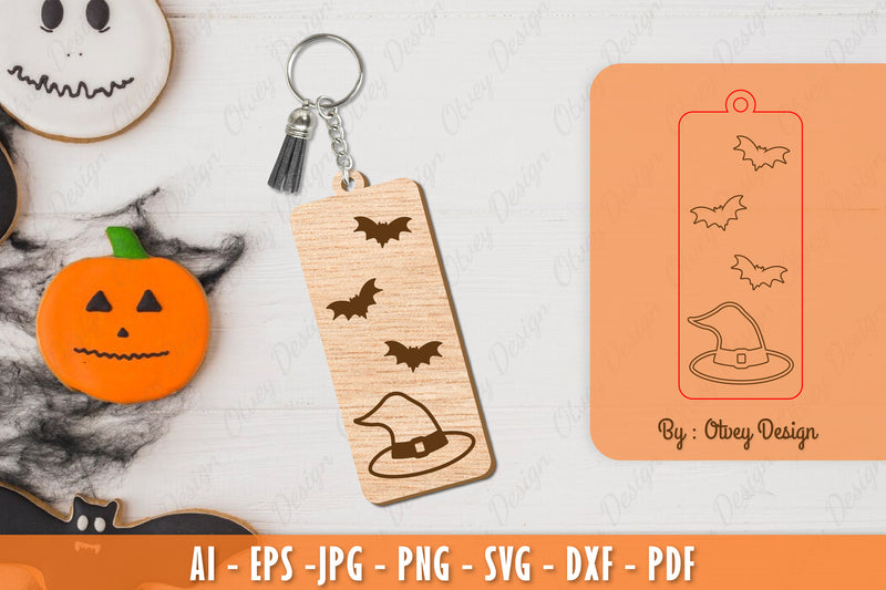 Halloween Keychain Laser Cut SVG Bundle 15 - CraftNest - Digital Crafting and Art