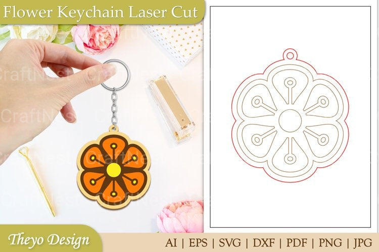 Flower Keychain SVG Bundle