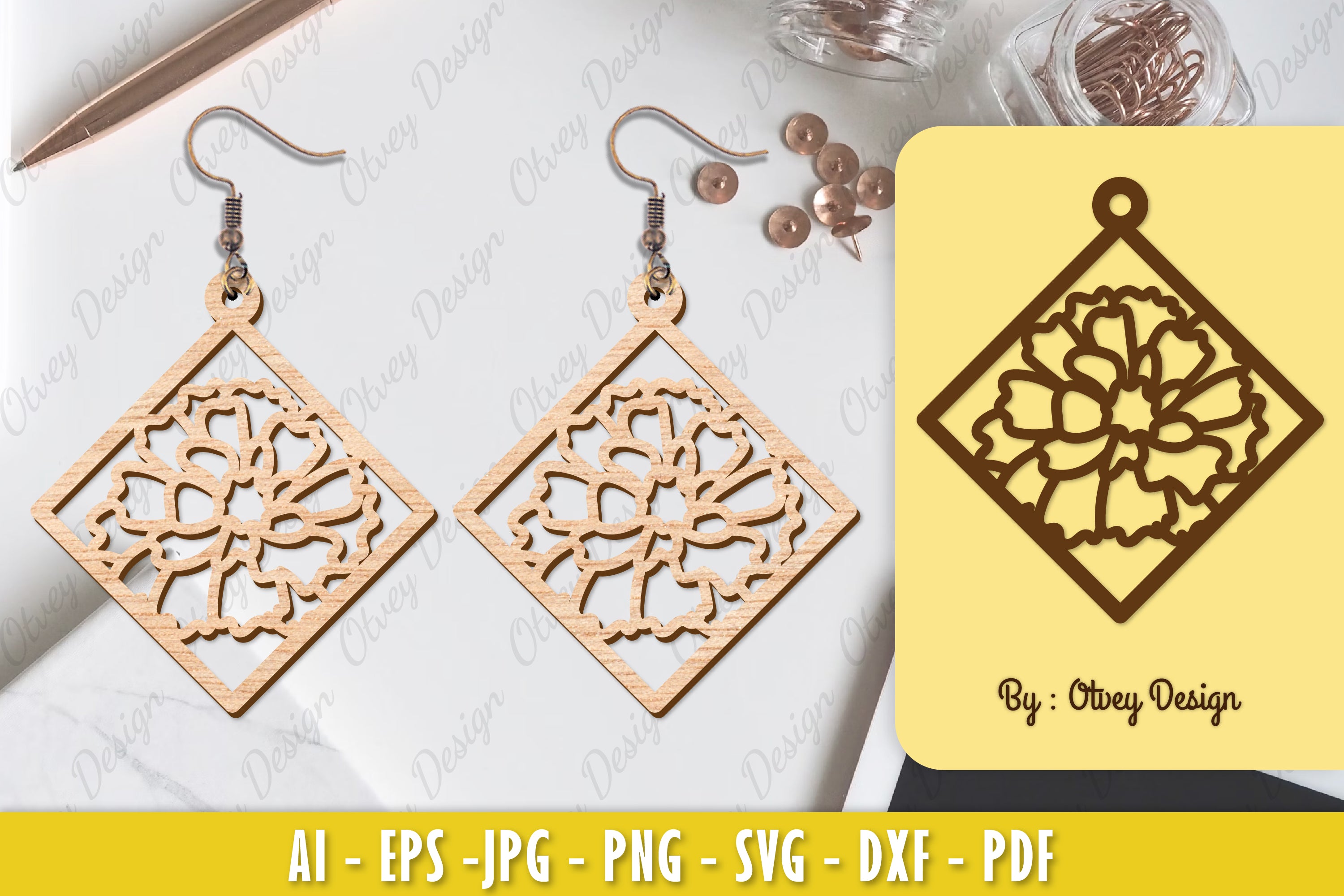 Flower Earring Laser Cut SVG Bundle 3 - CraftNest - Digital Crafting and Art