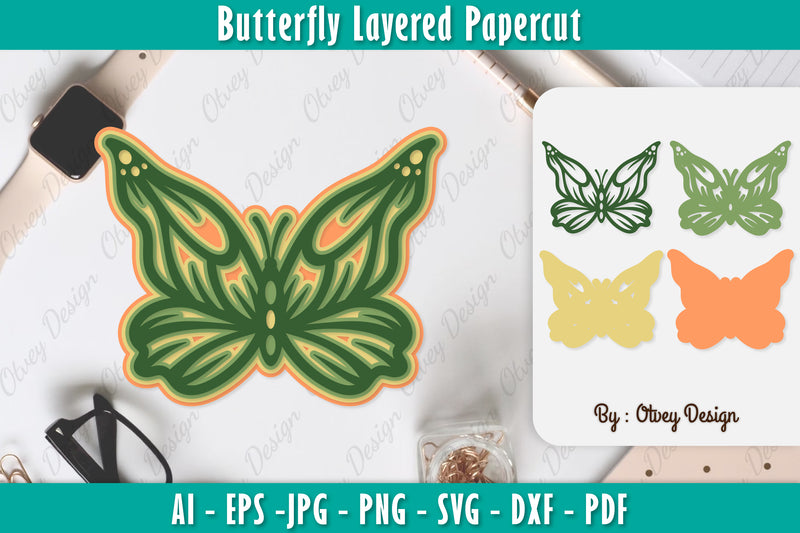 Butterfly Layered Papercut SVG Bundle 9 - CraftNest - Digital Crafting and Art