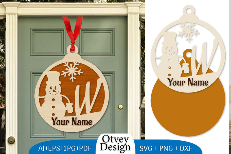 Snowman Name Christmas Ball SVG Bundle 11 - CraftNest - Digital Crafting and Art