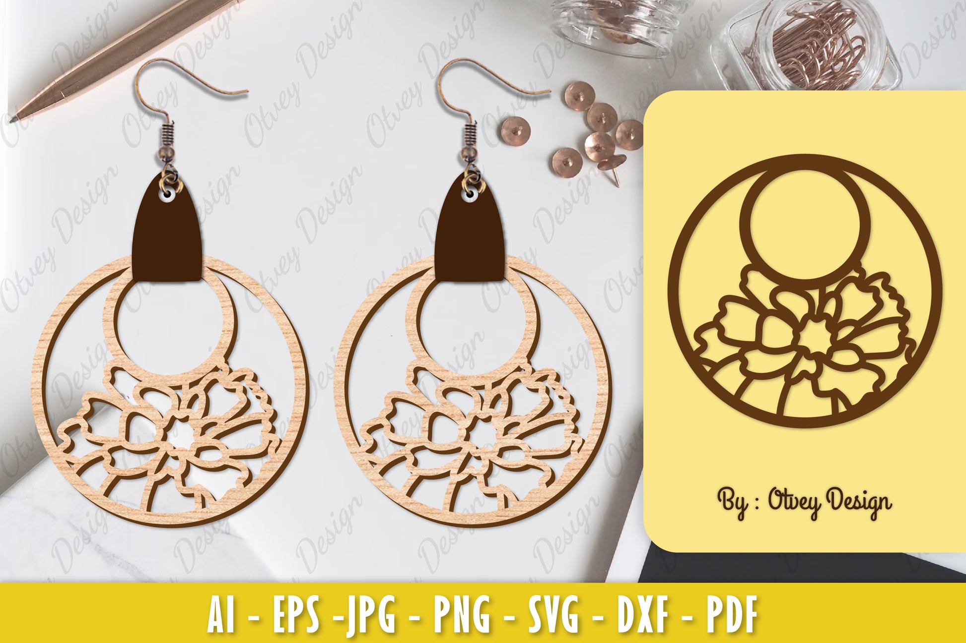 Flower Earring Laser Cut SVG Bundle 43 - CraftNest - Digital Crafting and Art