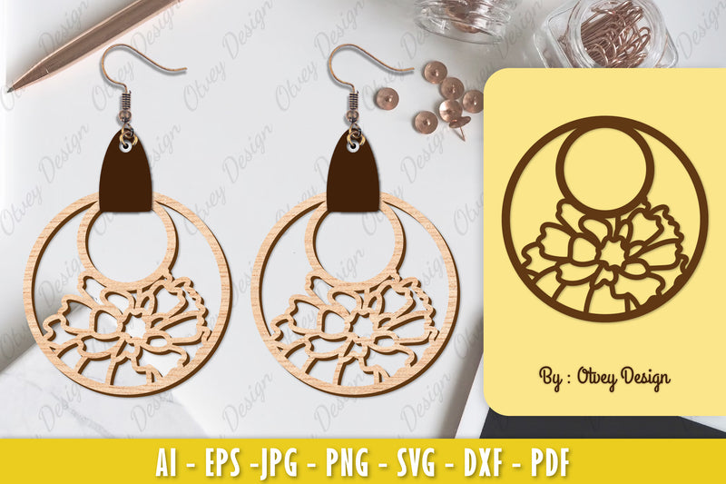 Flower Earring Laser Cut SVG Bundle 43 - CraftNest - Digital Crafting and Art