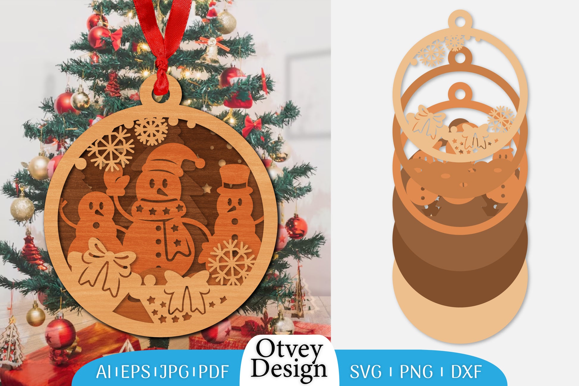 Christmas Snowman Ornament SVG Bundle 2 - CraftNest - Digital Crafting and Art