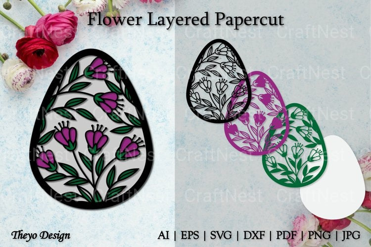 Flower D Layered Papercut SVG Bundle