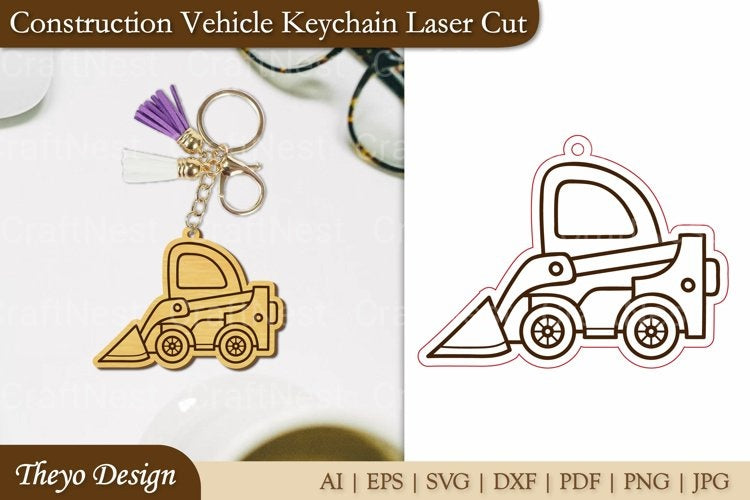 Construction Vehicle Keychain Laser Cut SVG
