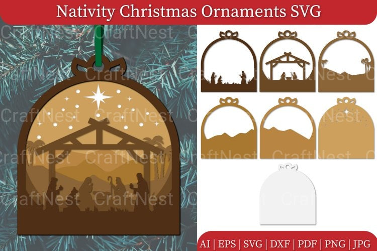 Nativity Christmas Ornament SVG
