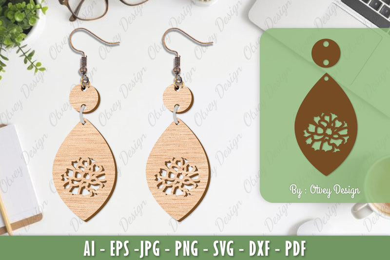 Flower Earrings Laser Cut SVG Bundle 83 - CraftNest - Digital Crafting and Art