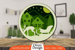 Christmas Round Santa Sleigh 3D Lasercut SVG Bundle 2 - CraftNest - Digital Crafting and Art