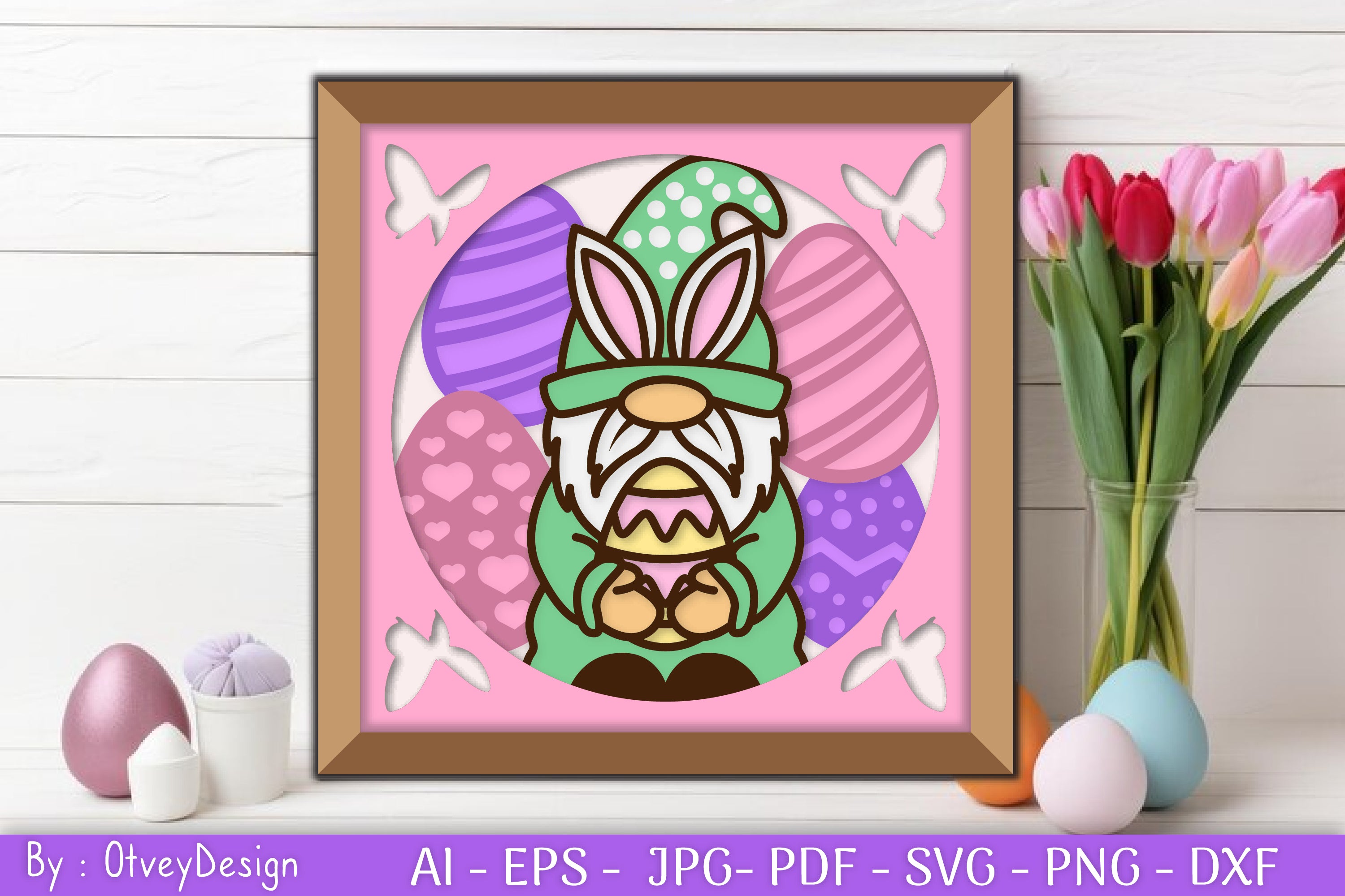 Gnome Easter 3D Shadow Box Layered Papercut SVG Bundle 4 - CraftNest - Digital Crafting and Art