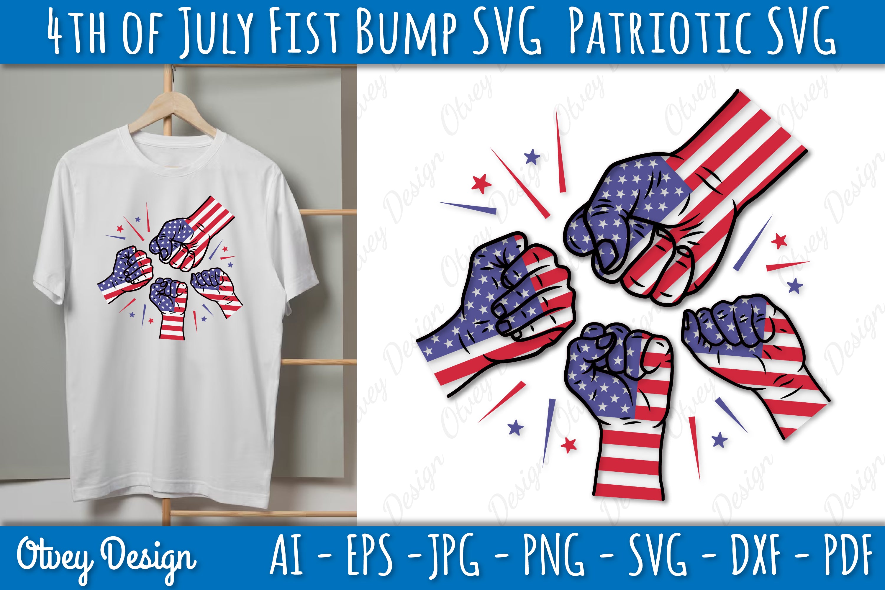4th of July Patriotic Fist Bump SVG Bundle 8 - CraftNest - Digital Crafting and Art