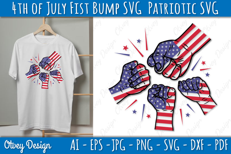 4th of July Patriotic Fist Bump SVG Bundle 8 - CraftNest - Digital Crafting and Art