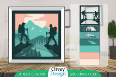 Hiking Couple 3D Shadowbox Layered Papercut SVG Bundle 2 - CraftNest - Digital Crafting and Art