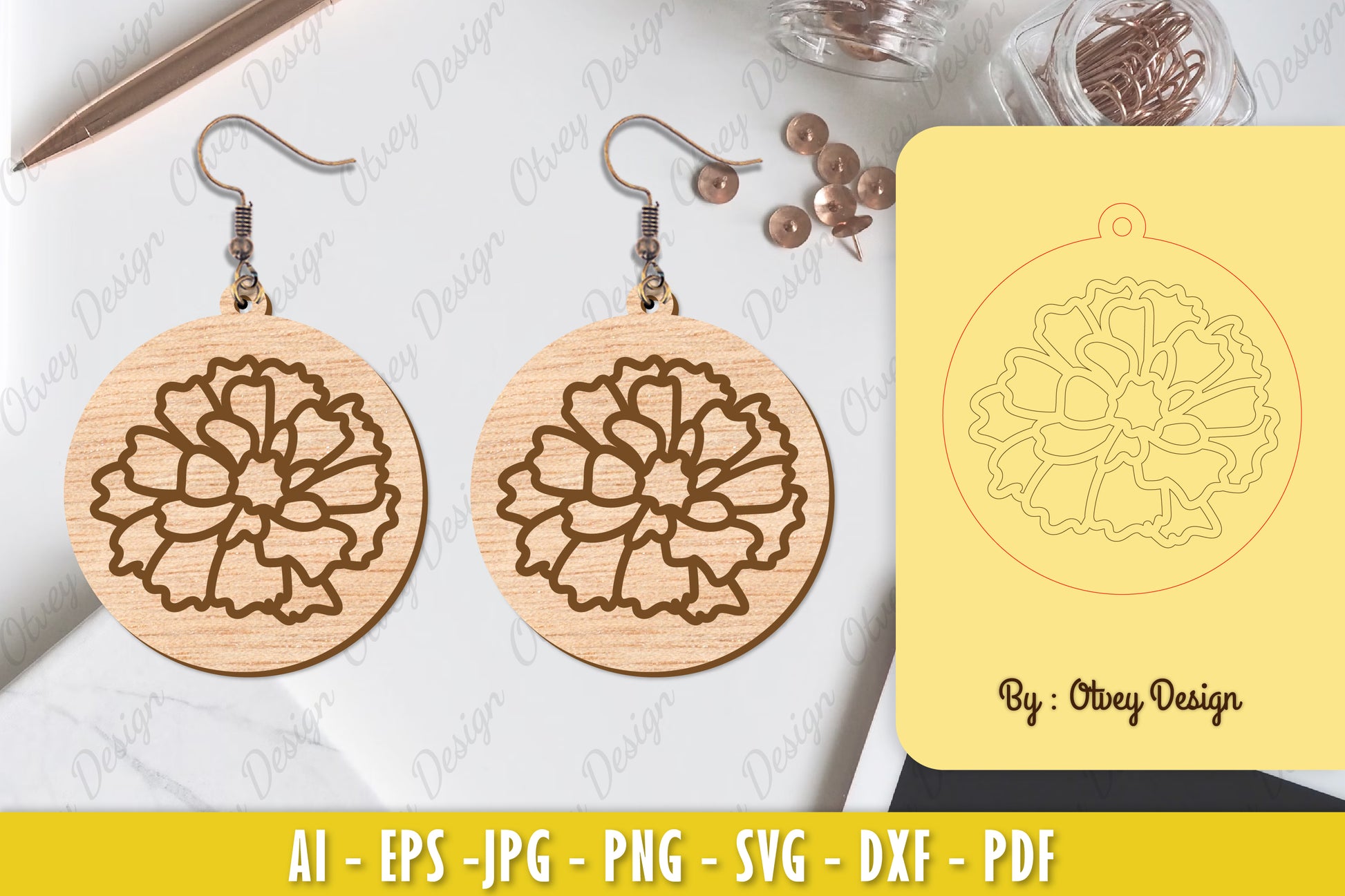 Flower Earring Laser Cut SVG Bundle 23 - CraftNest - Digital Crafting and Art